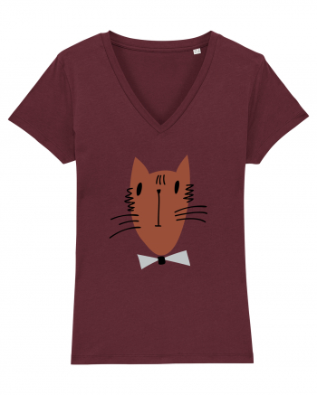 Stylish Cat Burgundy