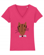 Stylish Cat Tricou mânecă scurtă guler V Damă Evoker