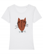 Stylish Cat Tricou mânecă scurtă guler larg fitted Damă Expresser