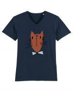 Stylish Cat Tricou mânecă scurtă guler V Bărbat Presenter