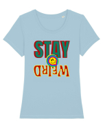 Stay Weird Tricou mânecă scurtă guler larg fitted Damă Expresser