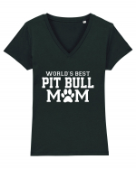 PIT BULL MOM Tricou mânecă scurtă guler V Damă Evoker