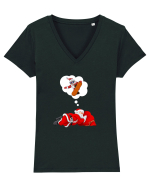 Mos Craciun Viseaza ca se da cu placa! Snowboarding Tricou mânecă scurtă guler V Damă Evoker