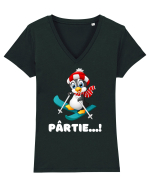 Pârtie... schior Incepător! Feriți-vă! Tricou mânecă scurtă guler V Damă Evoker