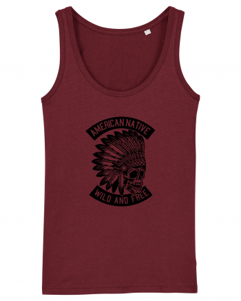 American Native Skull Black Burgundy