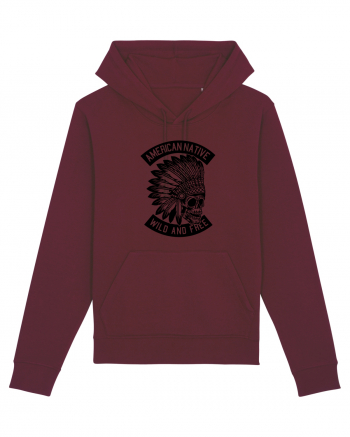 American Native Skull Black Burgundy