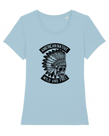 American Native Skull Black Sky Blue