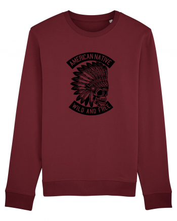 American Native Skull Black Burgundy