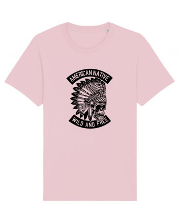 American Native Skull Black Cotton Pink