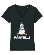 Pârtie... schior Incepător! Feriți-vă! Tricou mânecă scurtă guler V Damă Evoker