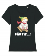 Cu Sania Pe Partie!  Tricou mânecă scurtă guler larg fitted Damă Expresser