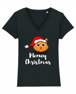 Merry Christmas...? Nu... Meowy Christmas!!! Tricou mânecă scurtă guler V Damă Evoker