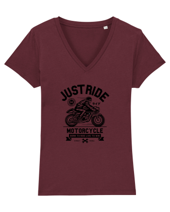 Just Ride Black Motorcycle Burgundy
