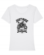 Just Ride Black Motorcycle Tricou mânecă scurtă guler larg fitted Damă Expresser