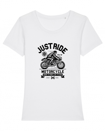 Just Ride Black Motorcycle White