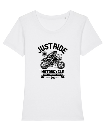 Just Ride Black Motorcycle White