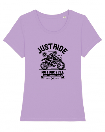 Just Ride Black Motorcycle Lavender Dawn