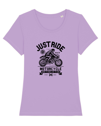 Just Ride Black Motorcycle Lavender Dawn