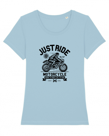 Just Ride Black Motorcycle Sky Blue