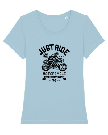 Just Ride Black Motorcycle Sky Blue