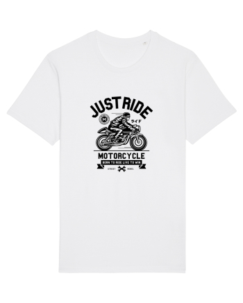 Just Ride Black Motorcycle White