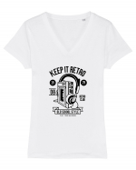 Keep it Retro Black Tricou mânecă scurtă guler V Damă Evoker