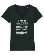 THROUGH CHRIST Tricou mânecă scurtă guler V Damă Evoker