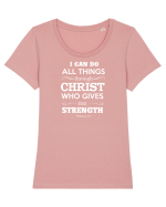 THROUGH CHRIST Tricou mânecă scurtă guler larg fitted Damă Expresser