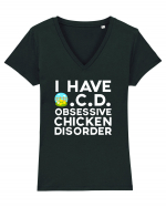 CHICKEN Tricou mânecă scurtă guler V Damă Evoker