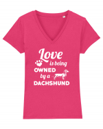 DACHSHUND Tricou mânecă scurtă guler V Damă Evoker