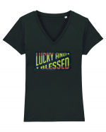 Lucky And Blessed Tricou mânecă scurtă guler V Damă Evoker