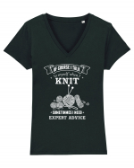 KNIT Tricou mânecă scurtă guler V Damă Evoker