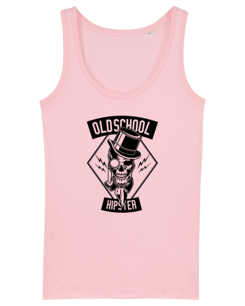 Old School Hipster Skull Black Cotton Pink