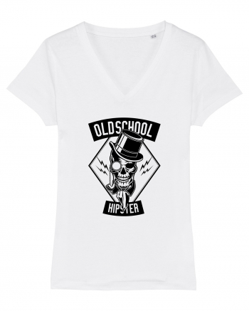 Old School Hipster Skull Black White