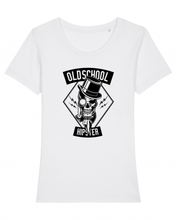 Old School Hipster Skull Black White