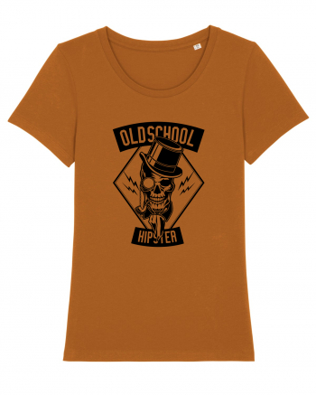 Old School Hipster Skull Black Roasted Orange