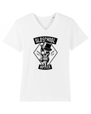 Old School Hipster Skull Black White