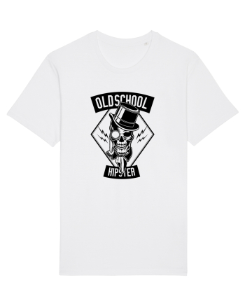 Old School Hipster Skull Black White