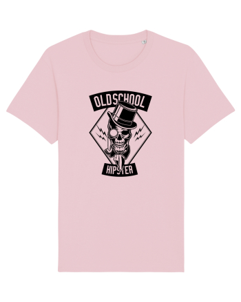 Old School Hipster Skull Black Cotton Pink