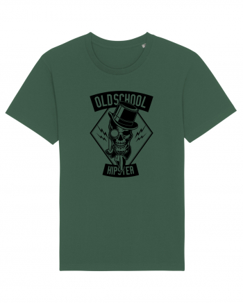 Old School Hipster Skull Black Bottle Green