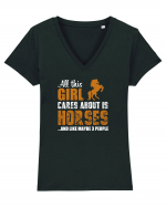 HORSES Tricou mânecă scurtă guler V Damă Evoker