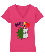 OmiCorn Funny Omicron Pun Tricou mânecă scurtă guler V Damă Evoker