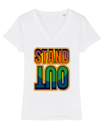 Stand Out.Motivational Quote Tricou mânecă scurtă guler V Damă Evoker