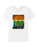 Stand Out.Motivational Quote Tricou mânecă scurtă guler V Bărbat Presenter