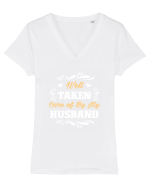 HUSBAND Tricou mânecă scurtă guler V Damă Evoker