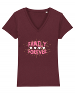 Pentru Crăciun în familie - Family forever Tricou mânecă scurtă guler V Damă Evoker