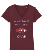 Mi-am băgat Mințile-n Cap (white) Tricou mânecă scurtă guler V Damă Evoker