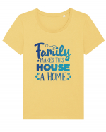 Pentru Crăciun în familie - Family makes this house a home Tricou mânecă scurtă guler larg fitted Damă Expresser