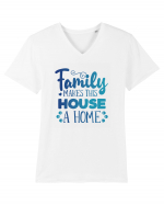 Pentru Crăciun în familie - Family makes this house a home Tricou mânecă scurtă guler V Bărbat Presenter