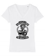 Photographer Black Tricou mânecă scurtă guler V Damă Evoker